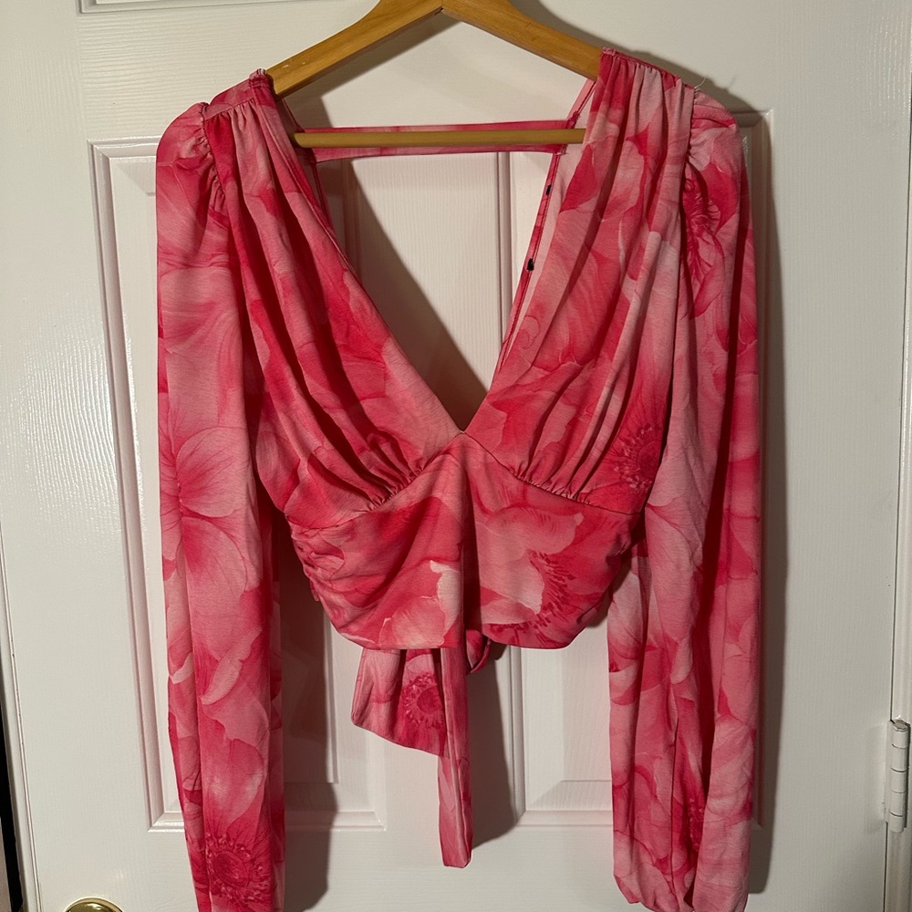 Floral Pink Wrap Top
